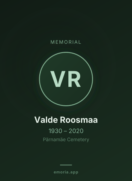 Memorial portrait of Valde Roosmaa