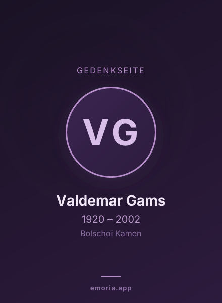 Gedenkportrait von Valdemar Gams