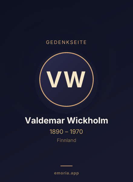 Gedenkportrait von Valdemar Wickholm