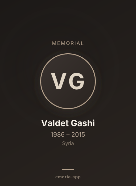 Memorial portrait of Valdet Gashi