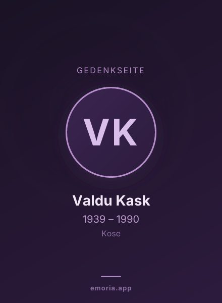 Gedenkportrait von Valdu Kask