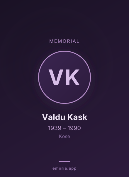 Memorial portrait of Valdu Kask