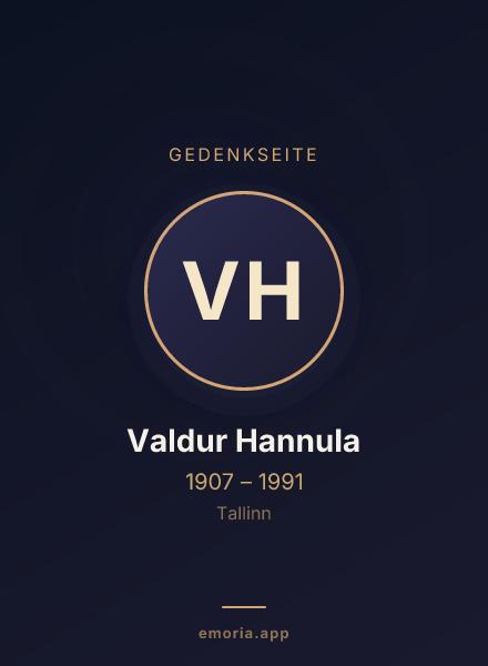 Gedenkportrait von Valdur Hannula