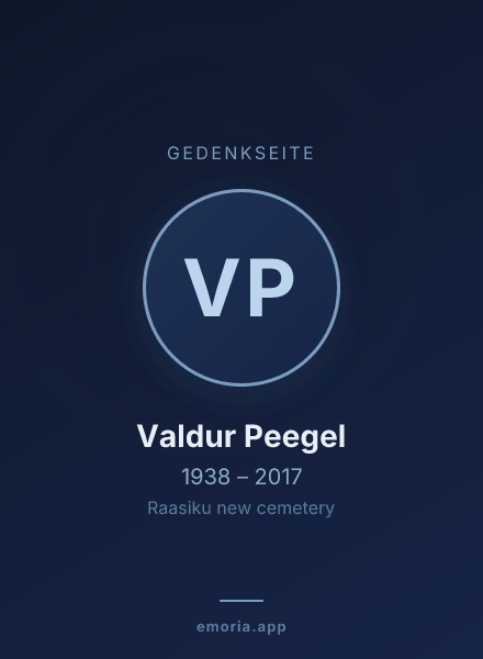 Gedenkportrait von Valdur Peegel