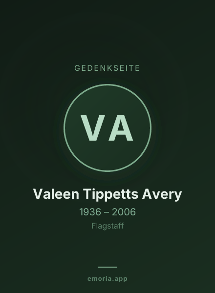 Gedenkportrait von Valeen Tippetts Avery