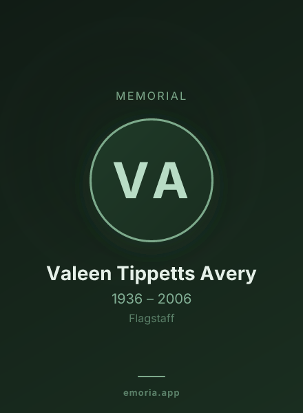 Memorial portrait of Valeen Tippetts Avery