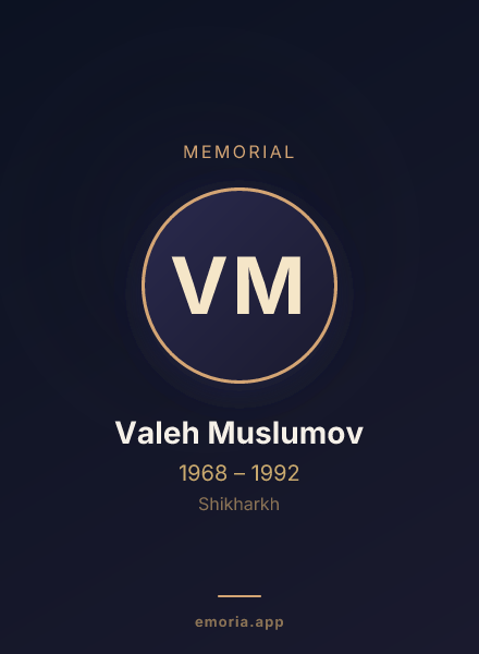 Memorial portrait of Valeh Muslumov