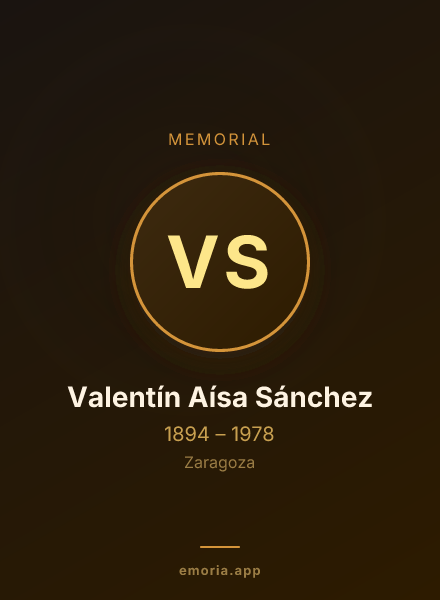 Memorial portrait of Valentín Aísa Sánchez