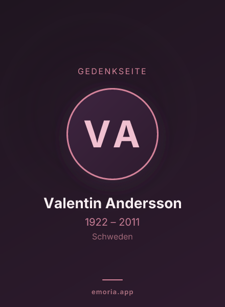 Gedenkportrait von Valentin Andersson