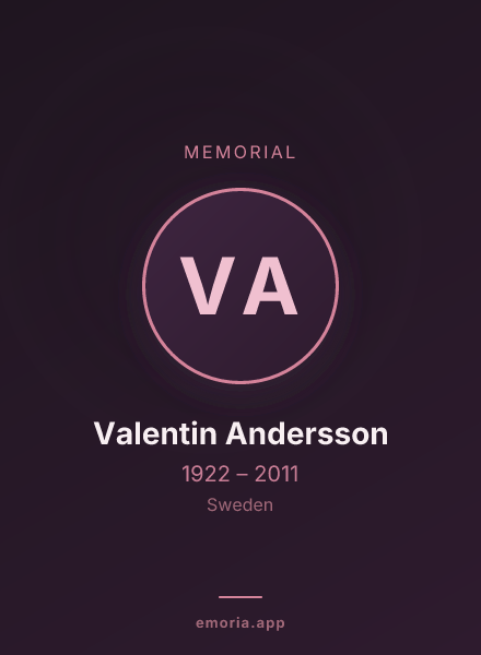 Memorial portrait of Valentin Andersson