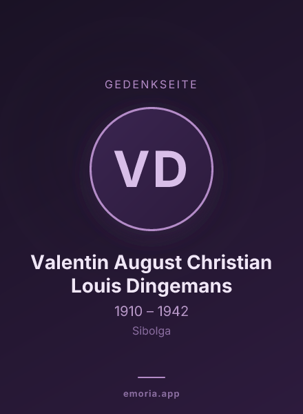 Gedenkportrait von Valentin August Christian Louis Dingemans