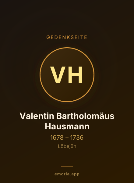 Gedenkportrait von Valentin Bartholomäus Hausmann