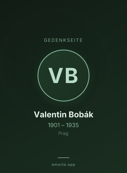 Gedenkportrait von Valentin Bobák