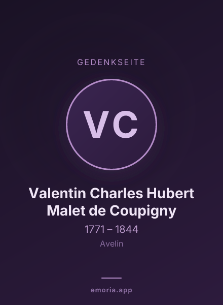 Gedenkportrait von Valentin Charles Hubert Malet de Coupigny