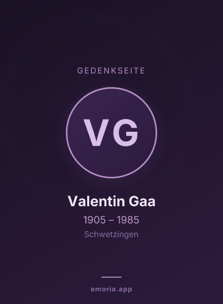 Gedenkportrait von Valentin Gaa