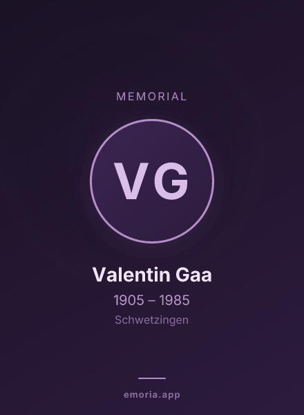 Memorial portrait of Valentin Gaa