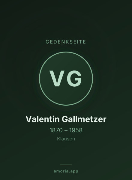Gedenkportrait von Valentin Gallmetzer