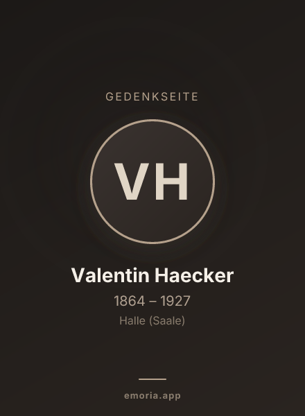 Gedenkportrait von Valentin Haecker
