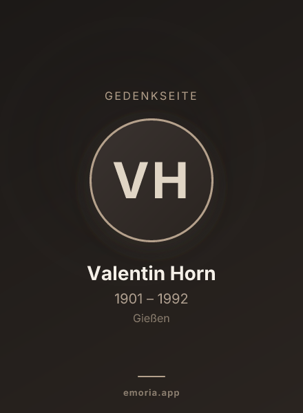 Gedenkportrait von Valentin Horn