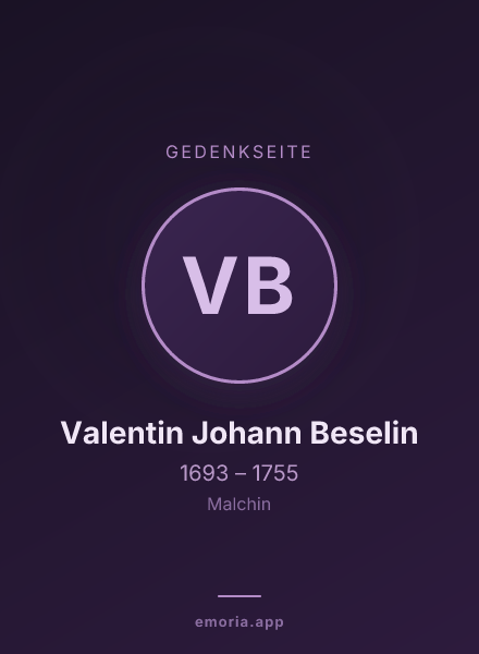 Gedenkportrait von Valentin Johann Beselin