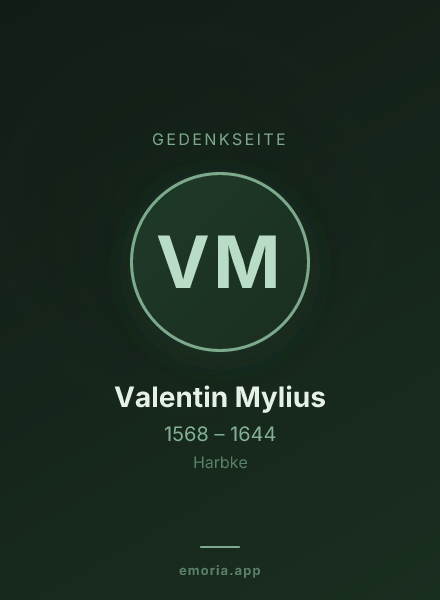 Gedenkportrait von Valentin Mylius