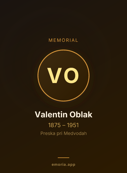 Memorial portrait of Valentin Oblak