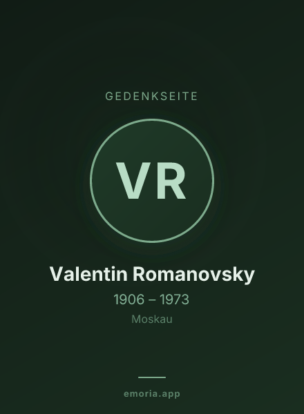 Gedenkportrait von Valentin Romanovsky