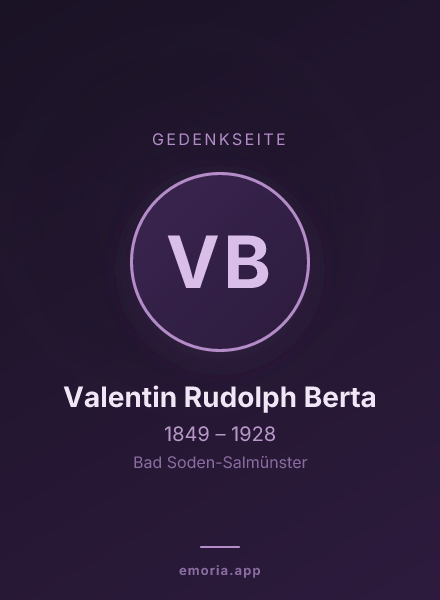Gedenkportrait von Valentin Rudolph Berta