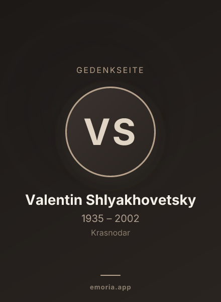 Gedenkportrait von Valentin Shlyakhovetsky