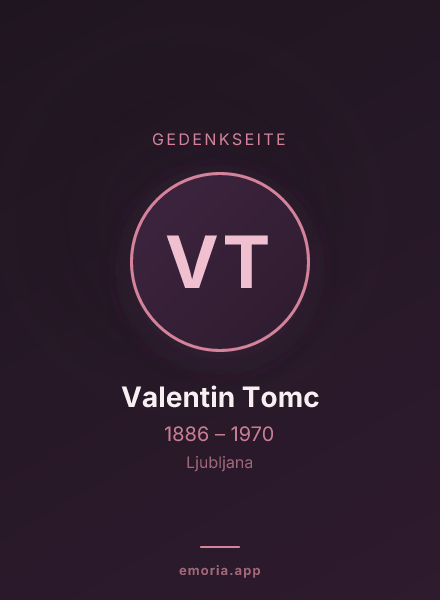 Gedenkportrait von Valentin Tomc