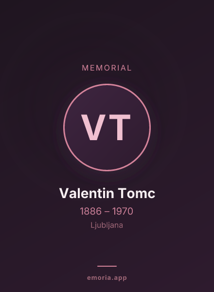 Memorial portrait of Valentin Tomc