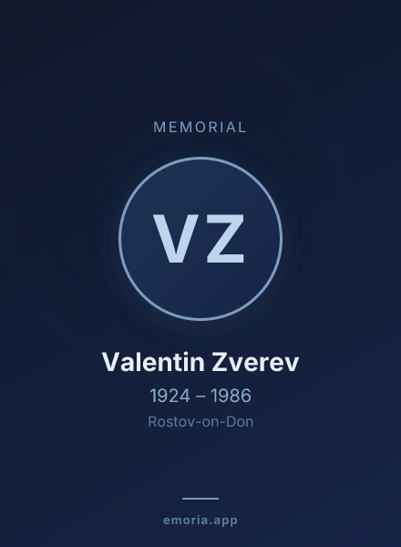 Memorial portrait of Valentin Zverev