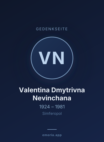 Gedenkportrait von Valentina Dmytrivna Nevinchana