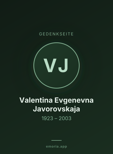 Gedenkportrait von Valentina Evgenevna Javorovskaja