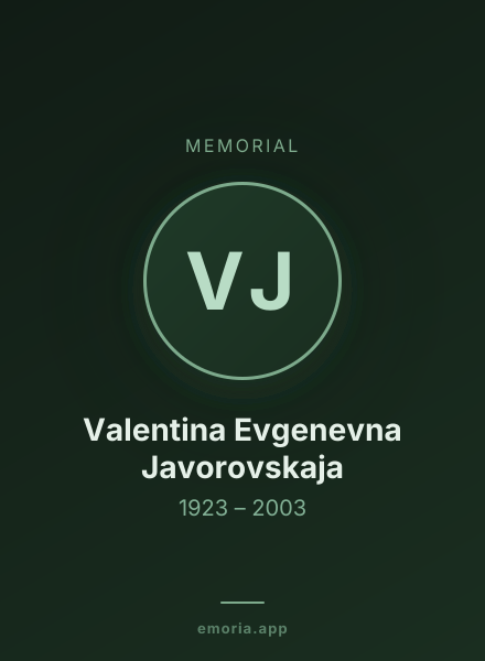 Memorial portrait of Valentina Evgenevna Javorovskaja