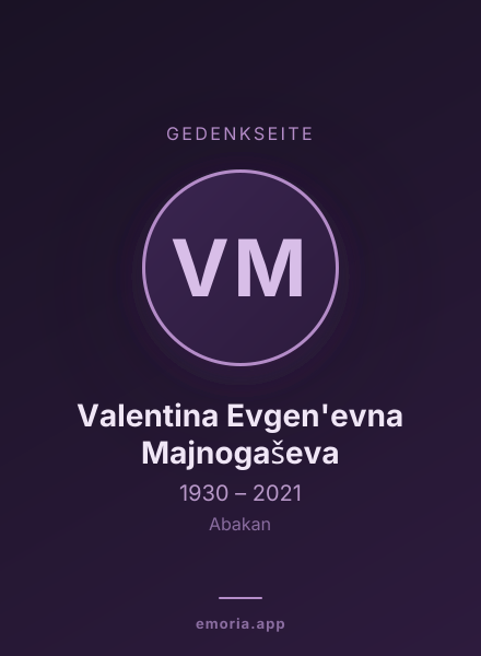 Gedenkportrait von Valentina Evgen'evna Majnogaševa