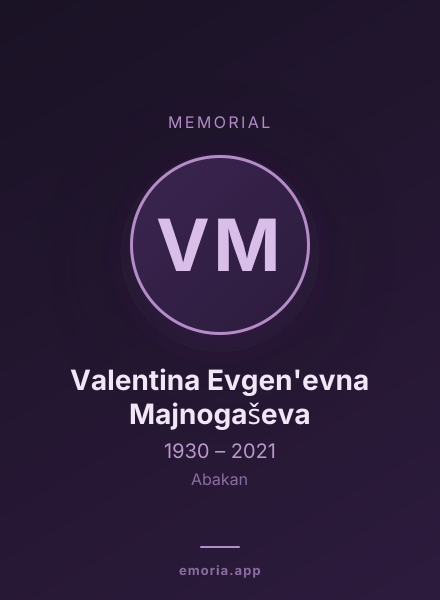 Memorial portrait of Valentina Evgen'evna Majnogaševa