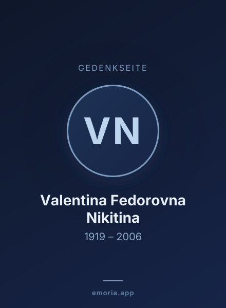 Gedenkportrait von Valentina Fedorovna Nikitina