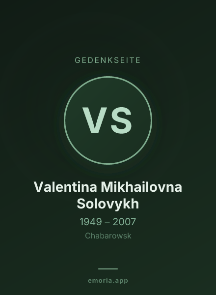 Gedenkportrait von Valentina Mikhailovna Solovykh