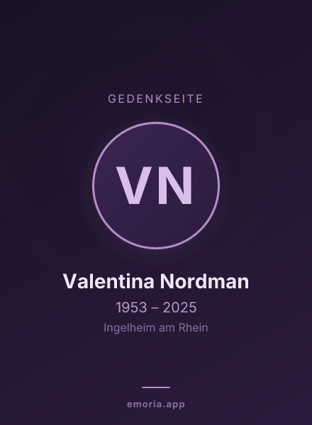 Gedenkportrait von Valentina Nordman