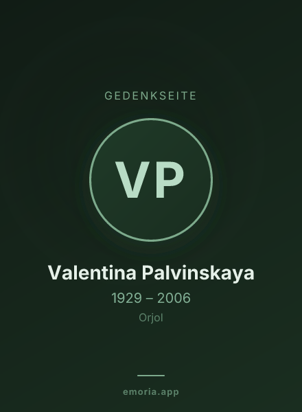 Gedenkportrait von Valentina Palvinskaya