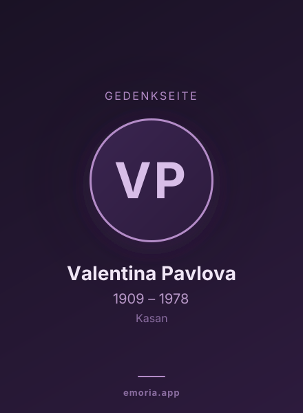 Gedenkportrait von Valentina Pavlova