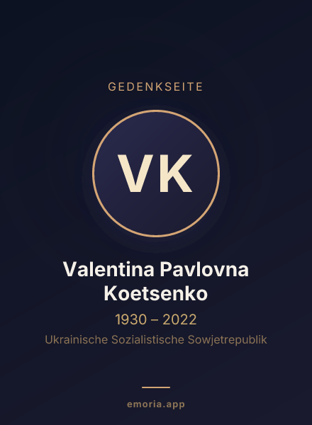 Gedenkportrait von Valentina Pavlovna Koetsenko