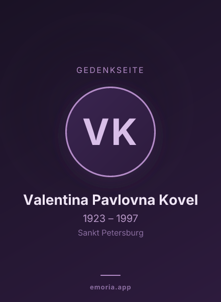 Gedenkportrait von Valentina Pavlovna Kovel