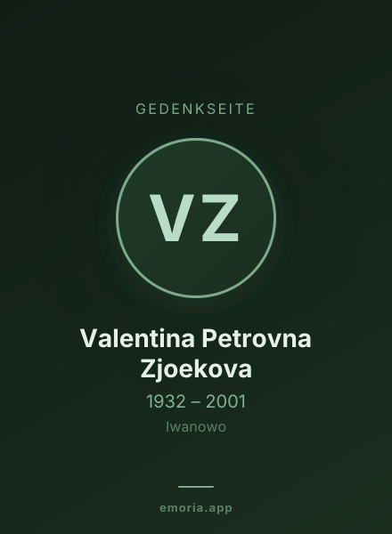 Gedenkportrait von Valentina Petrovna Zjoekova