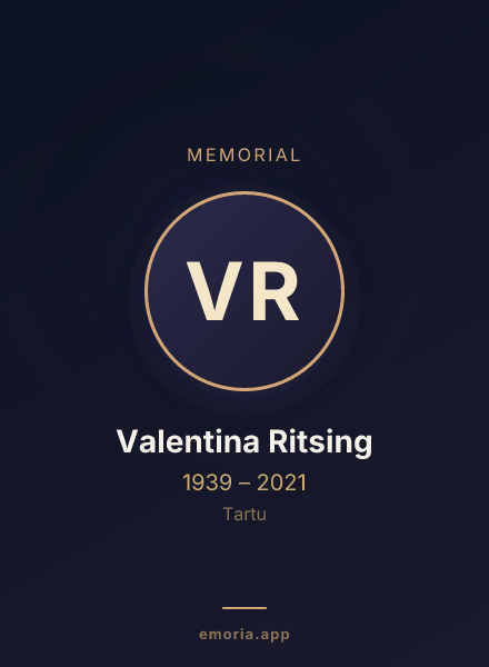 Memorial portrait of Valentina Ritsing