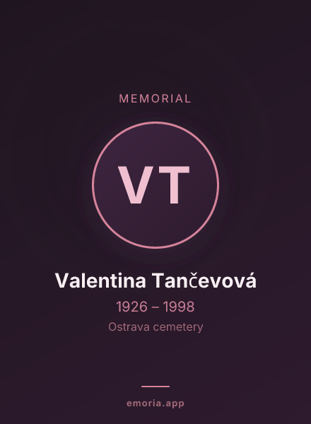 Memorial portrait of Valentina Tančevová