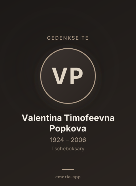 Gedenkportrait von Valentina Timofeevna Popkova