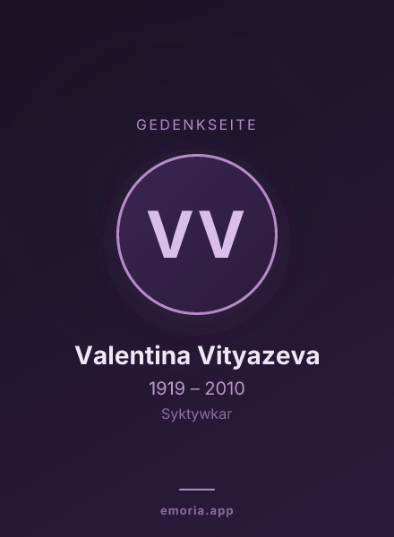 Gedenkportrait von Valentina Vityazeva