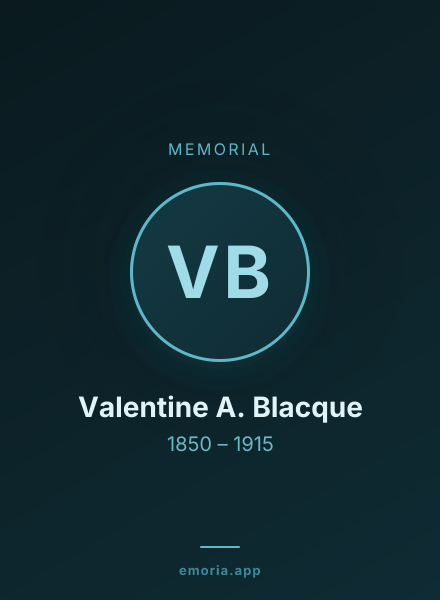 Memorial portrait of Valentine A. Blacque